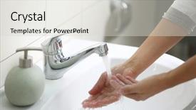  Presentation with under water - Presentation design consisting of soap under running water background and a light gray colored foreground