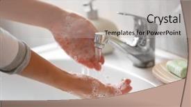  Presentation with under water - PPT layouts having soap under running water background and a light gray colored foreground