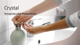  Presentation with under water - Slide set featuring soap under running water background and a soft green colored foreground