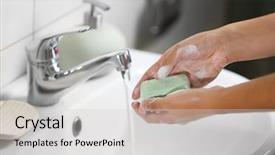  Presentation with under water - Presentation design with soap under running water background and a light gray colored foreground