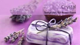  Presentation with soap - Audience pleasing presentation consisting of soap with sea-salt and dried lavender backdrop and a lavender colored foreground