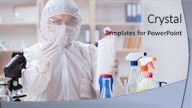  Presentation with medical supplies - Colorful presentation theme enhanced with medical toilet - chemist checking the quality backdrop and a lemonade colored foreground