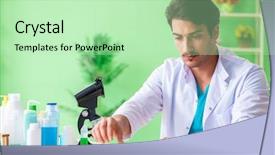  Presentation with testing - Presentation design enhanced with testing soap in the lab background and a  colored foreground