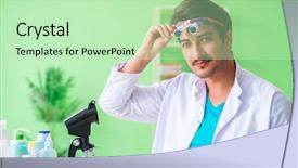  Presentation with soap - Slide set having testing soap in the lab background and a  colored foreground