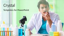  Presentation with mechanical testing - Audience pleasing presentation design consisting of testing soap in the lab backdrop and a  colored foreground