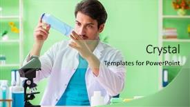  Presentation with testing assessments - Presentation theme with testing soap in the lab background and a  colored foreground