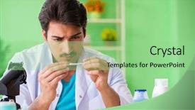  Presentation with testing program - Presentation featuring testing soap in the lab background and a  colored foreground