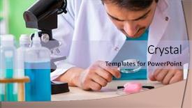  Presentation with testing assessments - Presentation theme having testing soap in the lab background and a  colored foreground