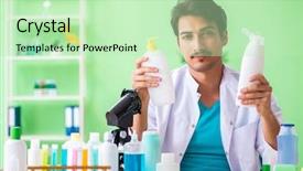  Presentation with testing - PPT theme having testing soap in the lab background and a  colored foreground