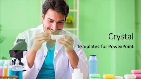  Presentation with mechanical testing - Presentation design featuring testing soap in the lab background and a  colored foreground