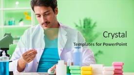  Presentation with regression testing - Presentation theme with testing soap in the lab background and a  colored foreground