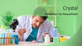  Presentation with mechanical testing - Presentation featuring testing soap in the lab background and a  colored foreground