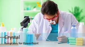  Presentation with soap - PPT layouts consisting of testing soap in the lab background and a  colored foreground