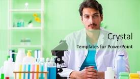  Presentation with soap chemistry - Amazing PPT layouts having testing soap in the lab backdrop and a  colored foreground