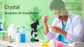  Presentation with stability testing - Beautiful theme featuring testing soap in the lab backdrop and a coral colored foreground