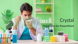  Presentation with soap - Cool new PPT layouts with testing soap in the lab backdrop and a seafoam green colored foreground