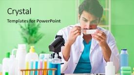  Presentation with soap - Slides featuring testing soap in the lab background and a mint green colored foreground