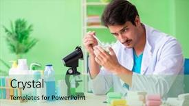  Presentation with soap - PPT layouts consisting of testing soap in the lab background and a seafoam green colored foreground