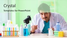  Presentation with soap - Cool new slides with testing soap in the lab backdrop and a soft green colored foreground