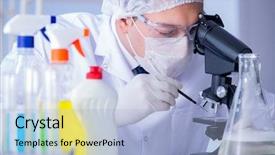  Presentation with testing - Slide deck having lab testing new cleaning background and a light blue colored foreground