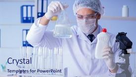  Presentation with testing - Beautiful slide set featuring lab testing new cleaning backdrop and a sky blue colored foreground