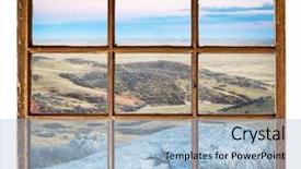  Presentation with cabin - Amazing slide deck having soapstone - dusk over prairie and foothills backdrop and a light blue colored foreground
