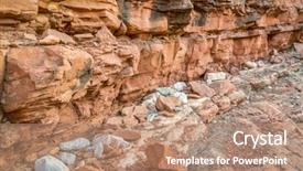 Presentation with ruby red - PPT theme enhanced with soapstone - fallen rocks at canyon bottom background and a  colored foreground