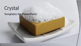  Presentation with foam - Cool new slide deck with soapy - soap with foam isolated backdrop and a light gray colored foreground