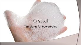  Presentation with foam - PPT theme consisting of soapy foam on man's hand background and a soft green colored foreground