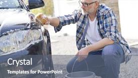  Presentation with sleepy yawning man driving car - Audience pleasing PPT layouts consisting of soapy sponge in driveway backdrop and a gray colored foreground