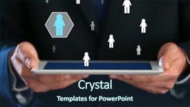  Presentation with human resources - Slide deck enhanced with socail crm - man holding tablet closeup concept background and a wine colored foreground