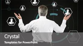  Presentation with human resources management - Beautiful PPT layouts featuring socail crm - senior man working with virtual backdrop and a gray colored foreground