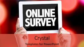  Presentation with online survey - Amazing presentation theme having socail crm - tablet pc with text online backdrop and a red colored foreground
