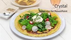  Presentation with chickpea - Slide deck enhanced with socca farinata chickpea pancake background and a coral colored foreground