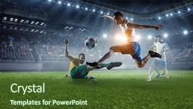  Presentation with football - PPT layouts with soccer - football hottest moments background and a tawny brown colored foreground