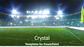  Presentation with football lights - Slides featuring soccer - football stadium corner flag shiny background and a tawny brown colored foreground