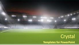  Presentation with football lights - Amazing PPT layouts having soccer - football stadium in lights backdrop and a tawny brown colored foreground
