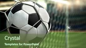  Presentation with soccer net - Slides with soccer - football the ball flies background and a tawny brown colored foreground