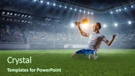  Presentation with soccer - PPT theme having soccer - he is the champ mixed background and a tawny brown colored foreground