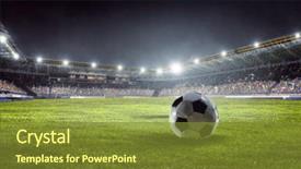  Presentation with game - Audience pleasing PPT theme consisting of soccer - it is game time mixed backdrop and a tawny brown colored foreground