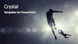  Presentation with media - PPT theme having soccer - it is game time mixed background and a tawny brown colored foreground