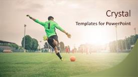  Presentation with golf player playing - Slide set with soccer - player kicking the ball background and a lemonade colored foreground