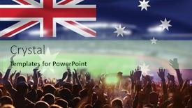  Presentation with australia - PPT theme consisting of soccer-background-football-supporters background and a mint green colored foreground