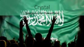  Presentation with saudi arabia - Presentation theme featuring soccer-background-football-supporters background and a seafoam green colored foreground