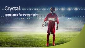  Presentation with victory - Slides having soccer ball - endless will to victory mixed background and a ocean colored foreground