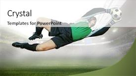  Presentation with football stadium - Slide set consisting of soccer ball - football goalkeeper in action background and a white colored foreground