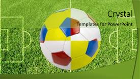  Presentation with green grass texture in soccer - Presentation design with soccer ball colored by flag background and a yellow colored foreground