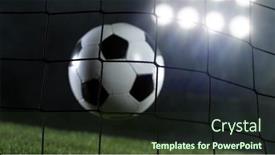 Presentation with soccer net - Slide deck with soccer-ball-flying-into-net background and a tawny brown colored foreground