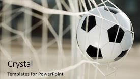  Presentation with soccer net - Amazing slide deck having soccer ball going into goal backdrop and a soft green colored foreground