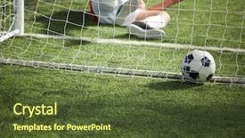  Presentation with football field - Presentation theme having soccer ball in gate background and a tawny brown colored foreground